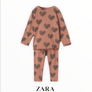 Zara kids heart rubbed matching set- Size 9-12 Months (top & bottom) with tags
